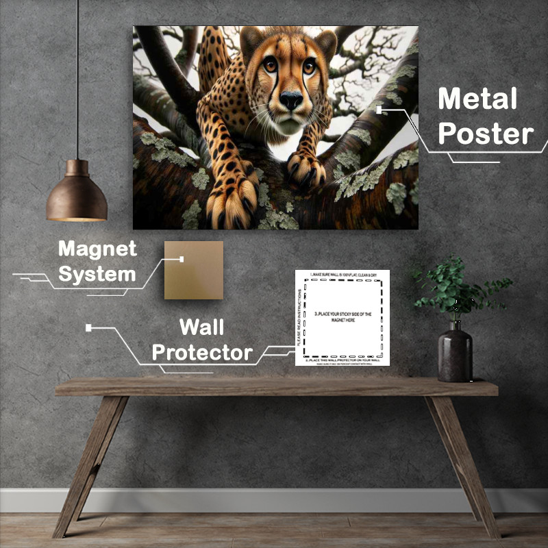 Buy Metal Poster : (Branching Prowess the cheetahs powerful physique)