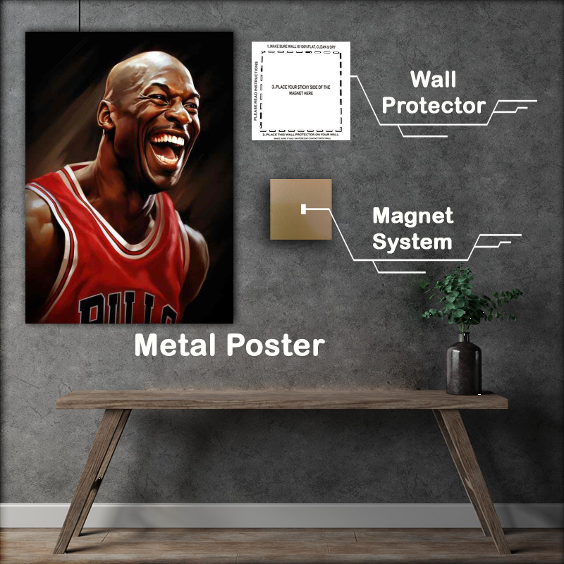 Buy Metal Poster : (Caricature of Michael Jordan basketball)