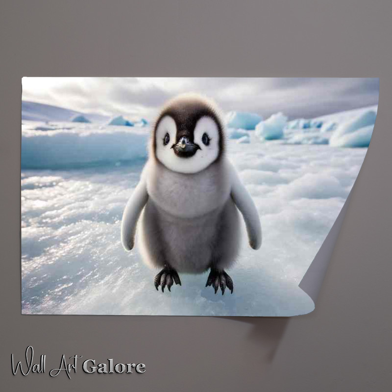 Buy Unframed Poster : (Fluffy Feathered Friend a penguin chick with soft gray down)