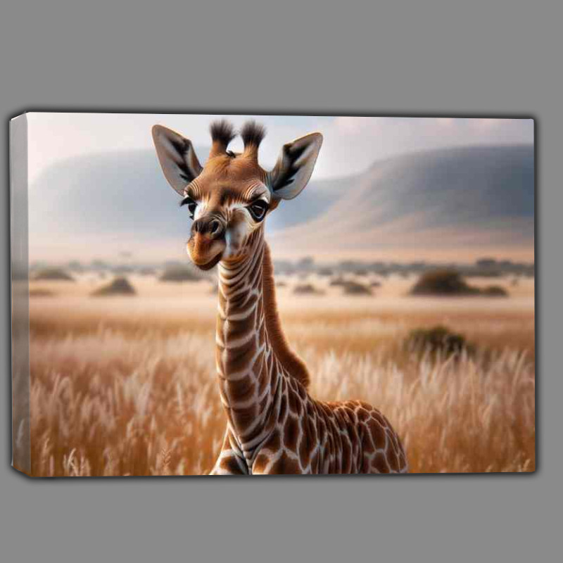 Buy Canvas : (Gentle Giants Offspring baby giraffe standing tall)