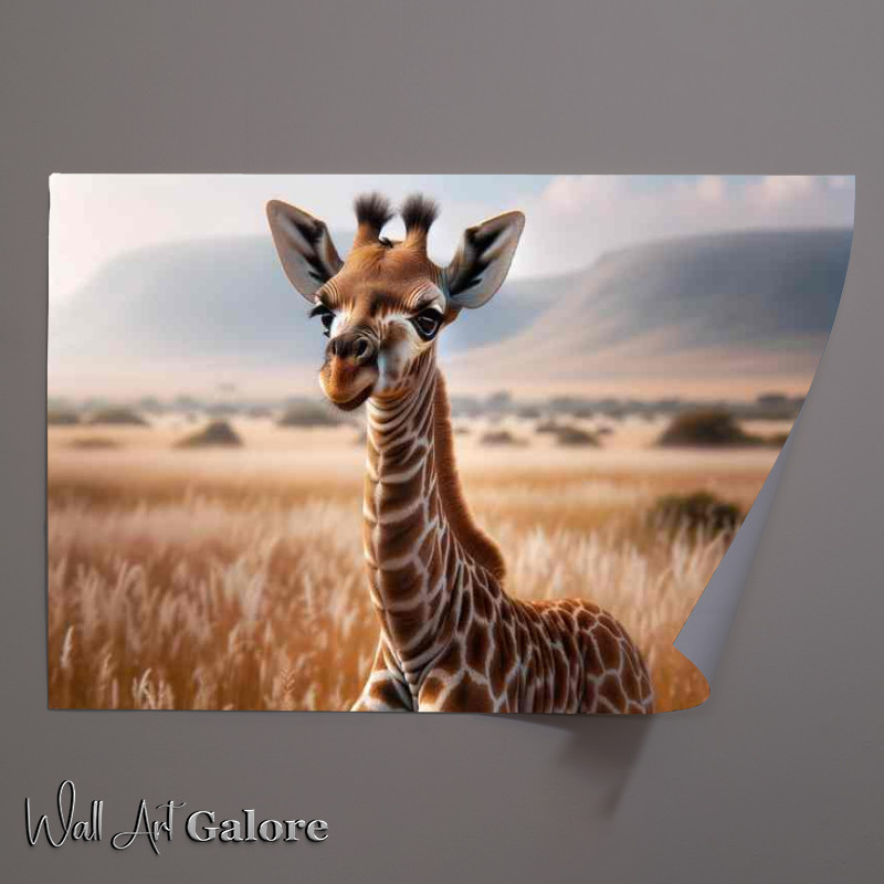 Buy Unframed Poster : (Gentle Giants Offspring baby giraffe standing tall)