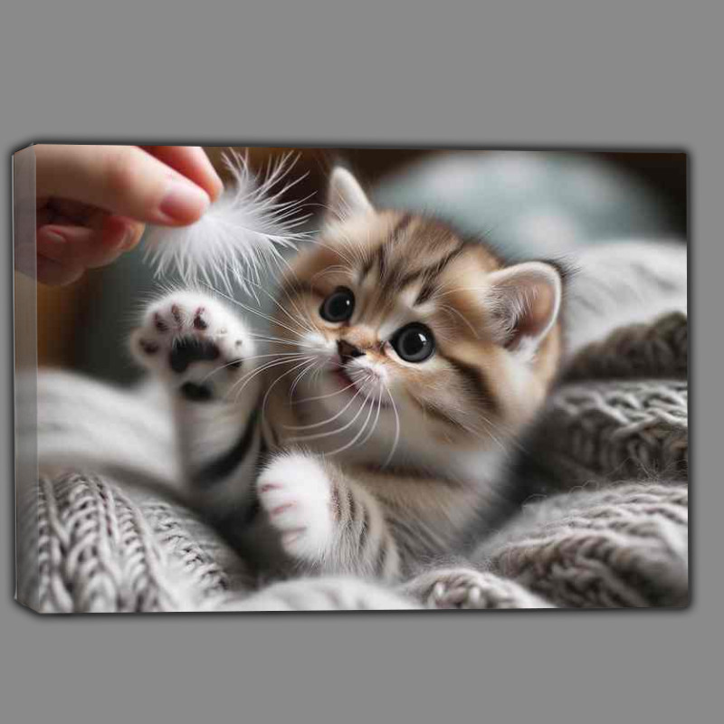 Buy Canvas : (Kitten Cuddles a tiny kitten with soft)