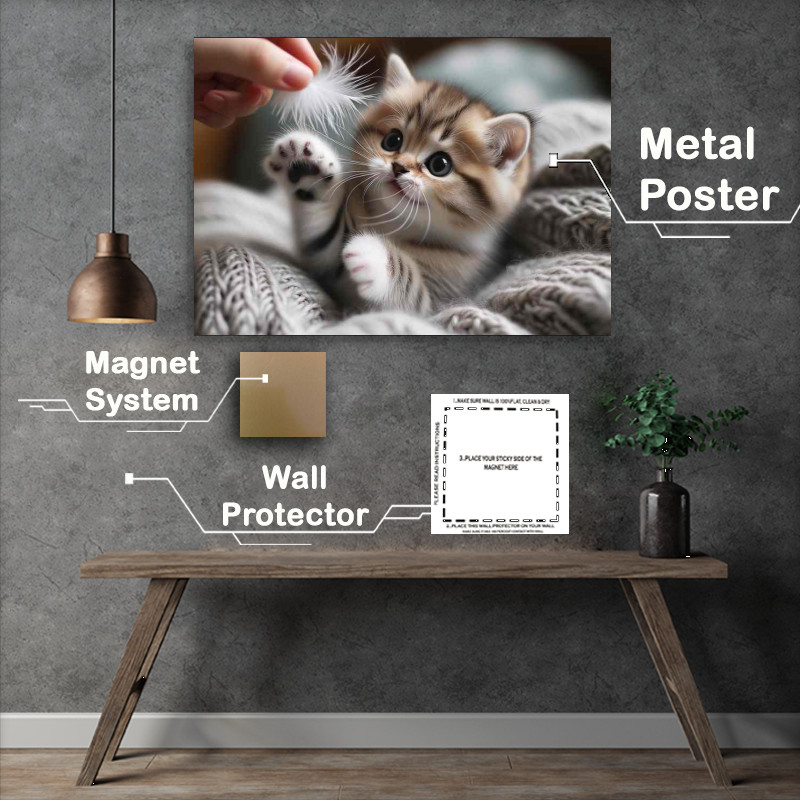 Buy Metal Poster : (Kitten Cuddles a tiny kitten with soft)