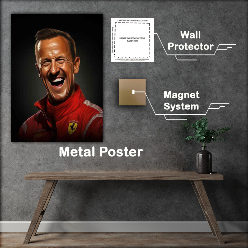 Buy Metal Poster : (Caricature of Michael Schumacher racing driver)