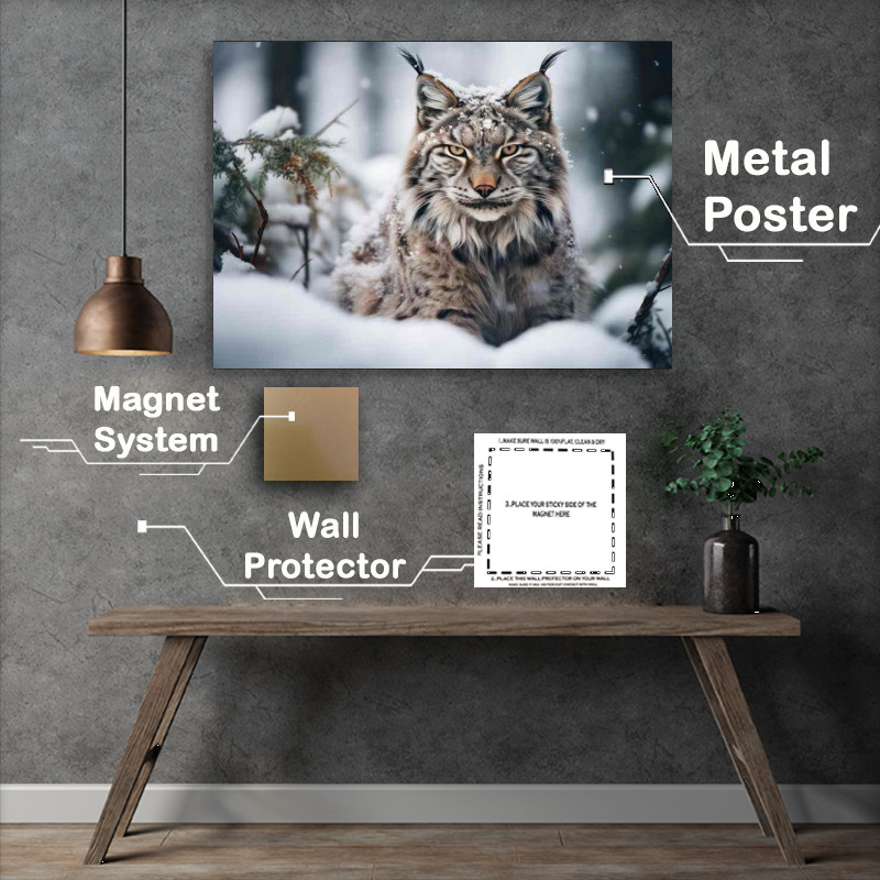 Buy Metal Poster : (Lynx in finland in the snow)