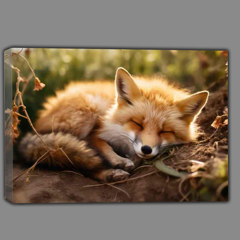 Buy Canvas : (The Little Red Fox Laying down sleeping)