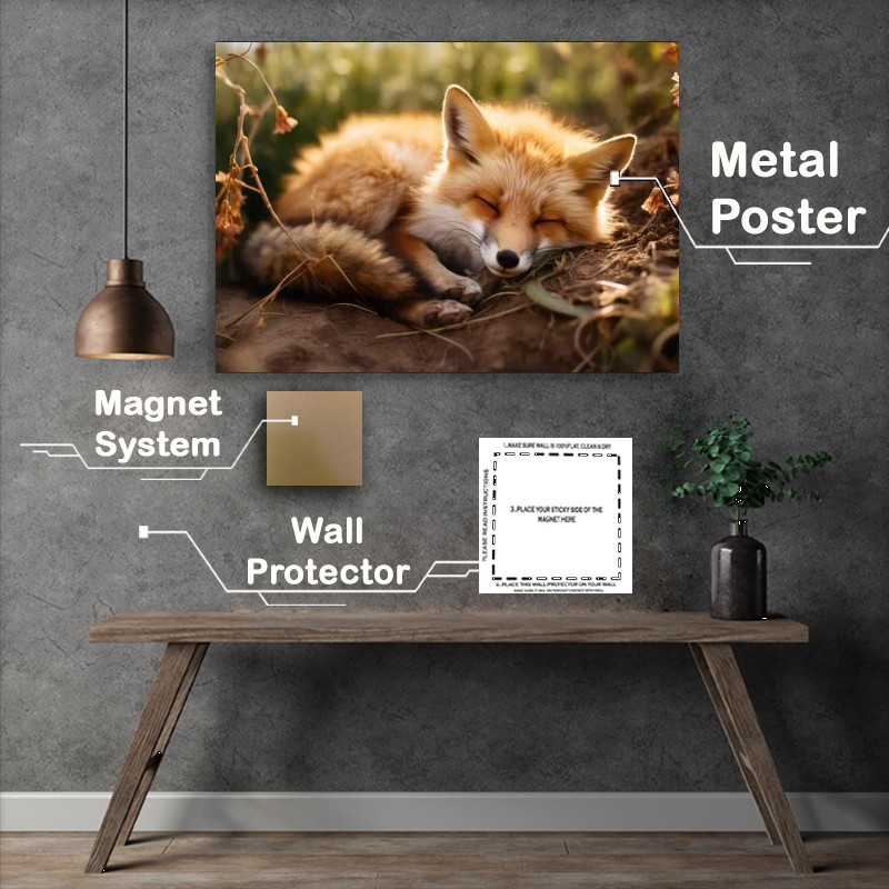 Buy Metal Poster : (The Little Red Fox Laying down sleeping)
