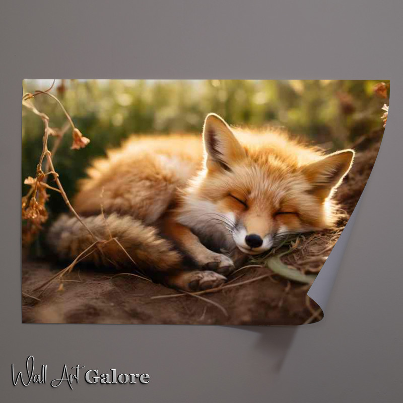 Buy Unframed Poster : (The Little Red Fox Laying down sleeping)