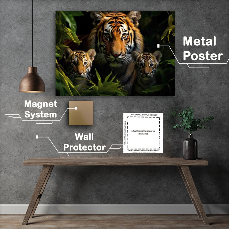 Buy Metal Poster : (Tiger and her pair of cubs in the juingle)