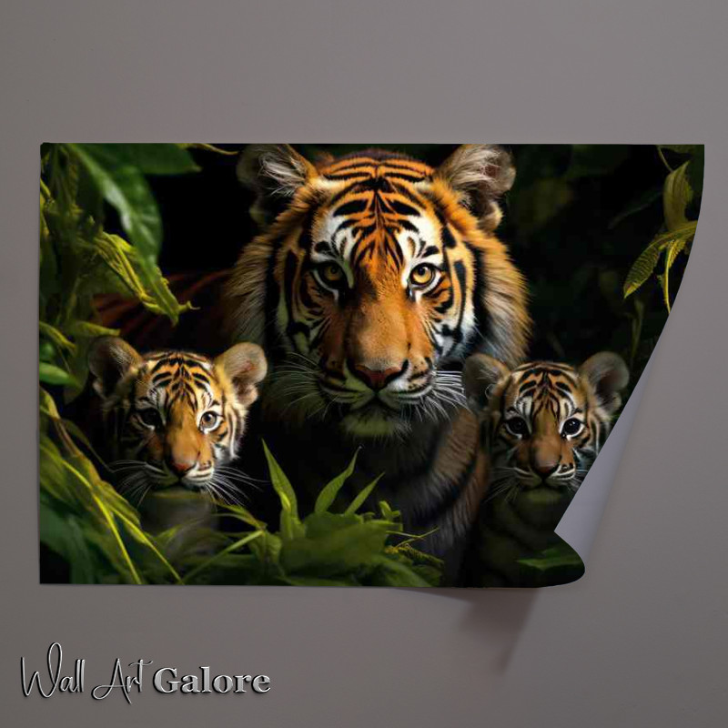 Buy Unframed Poster : (Tiger and her pair of cubs in the juingle)