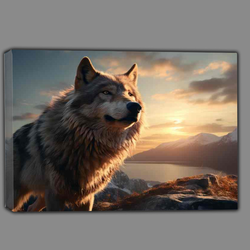 Buy Canvas : (Wolf On top of the mountains)
