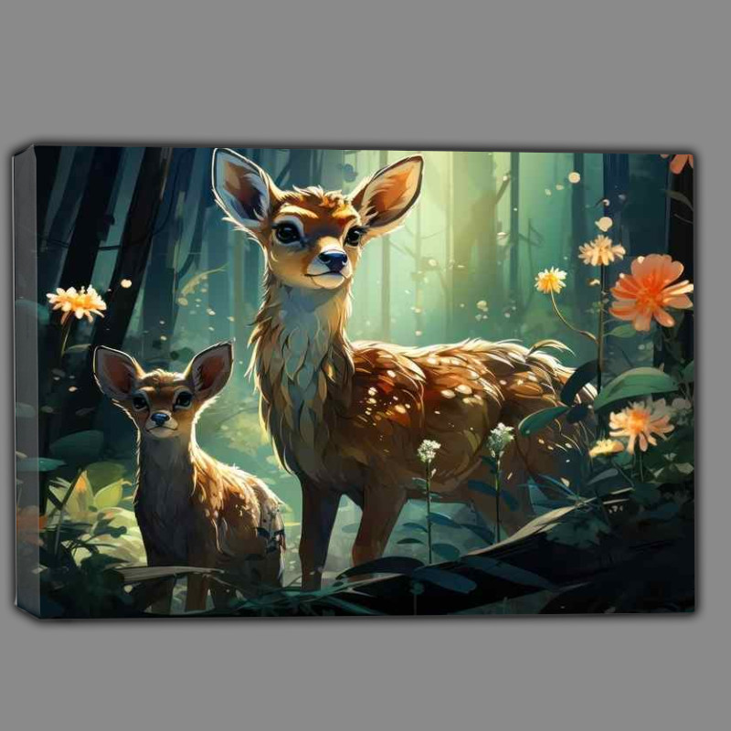 Buy Canvas : (fawns and a deer In the magical woodlands)
