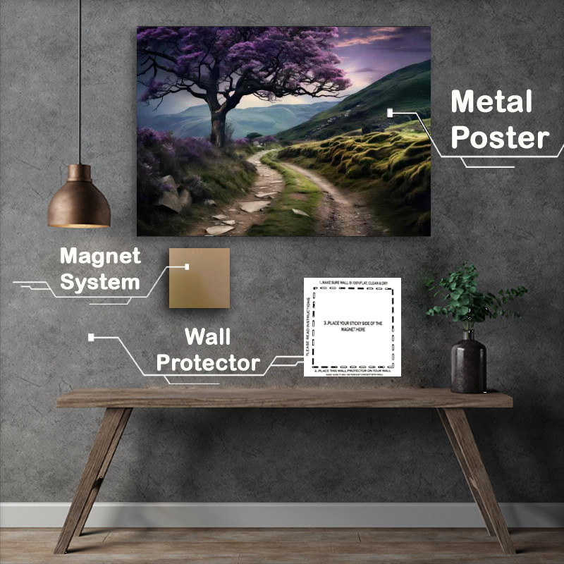 Buy Metal Poster : (A Paath through the mountains with a purple tree)