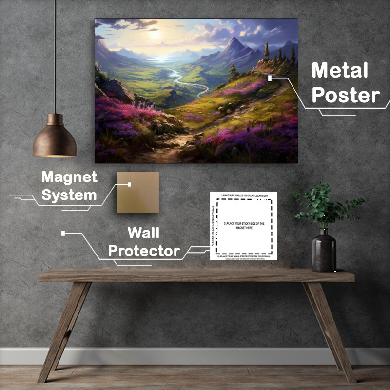 Buy Metal Poster : (A Trail throughout the green hils and valleys)