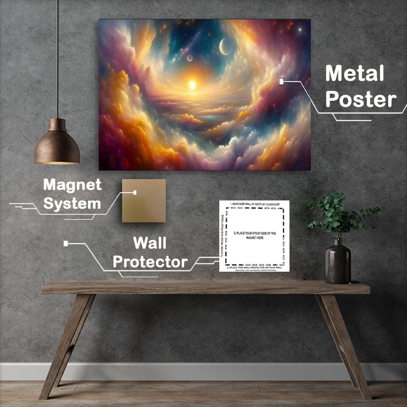Buy Metal Poster : (Astral Afterglow a serene space vista)