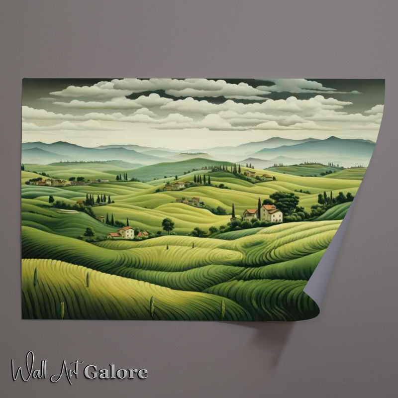 Buy Unframed Poster : (Iddilic view of the rolling country fields)