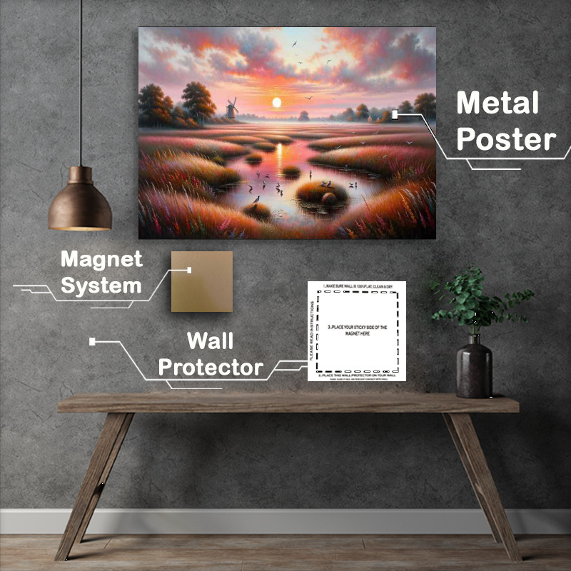 Buy Metal Poster : (Meadow Melody a sunset)