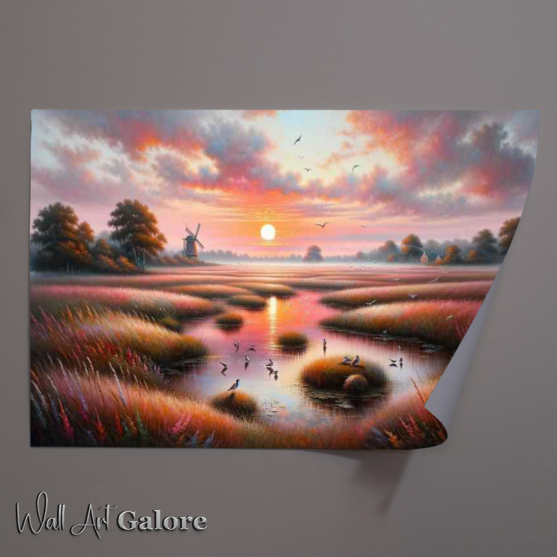 Buy Unframed Poster : (Meadow Melody a sunset)