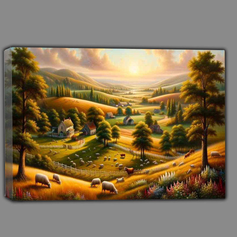 Buy Canvas : (Pastoral Peace a serene countryside scene)