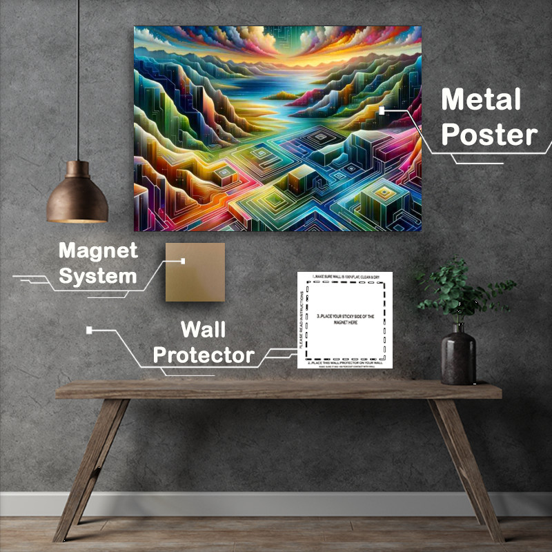 Buy Metal Poster : (Terraform Terrain a futuristic landscape)