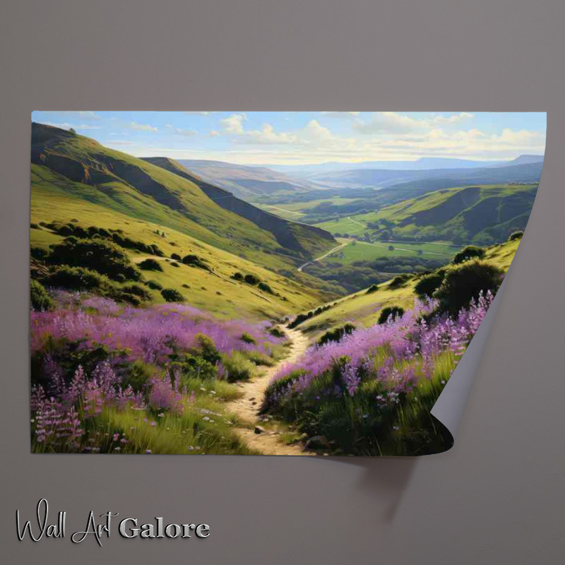 Buy Unframed Poster : (Trail through the mountain tops with lush green grass)