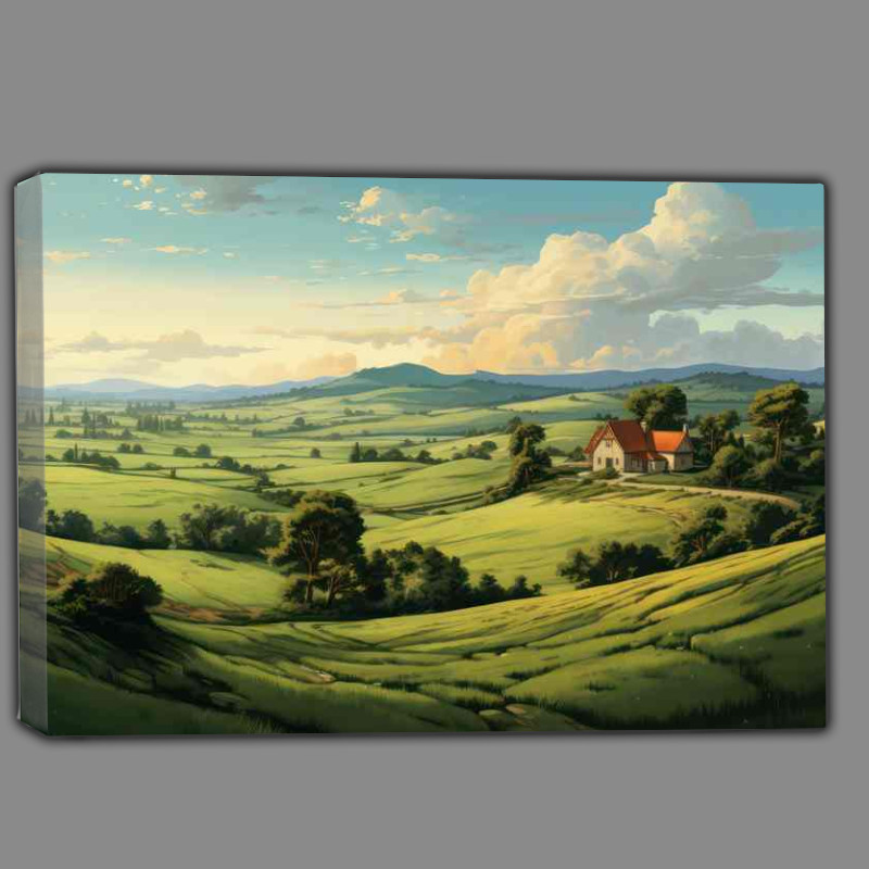 Buy Canvas : (View Across the valley fields)