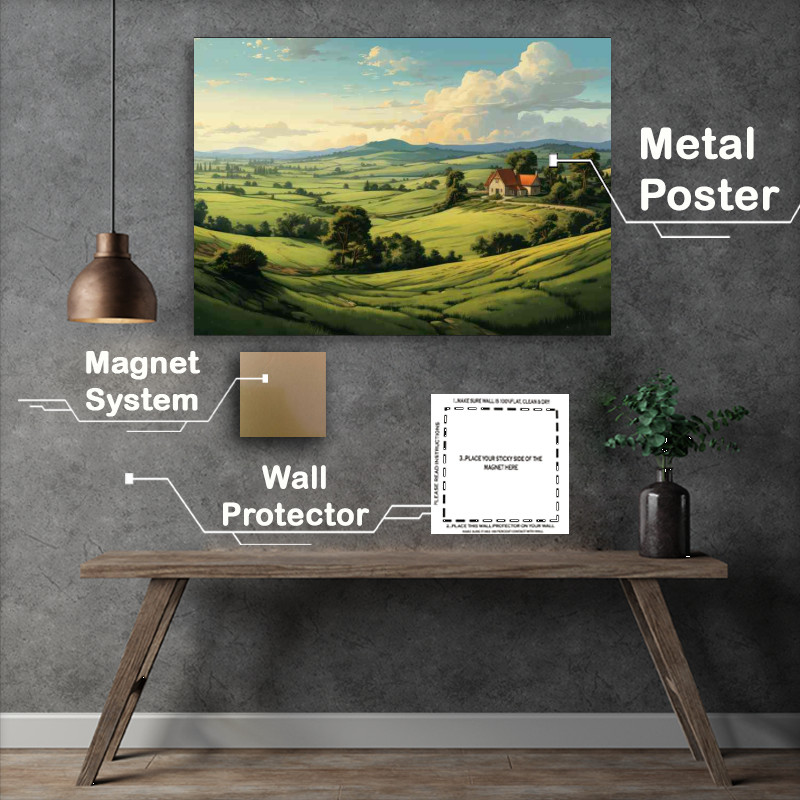 Buy Metal Poster : (View Across the valley fields)