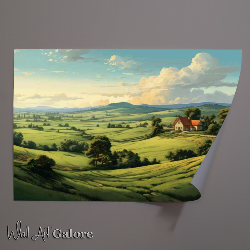 Buy Unframed Poster : (View Across the valley fields)