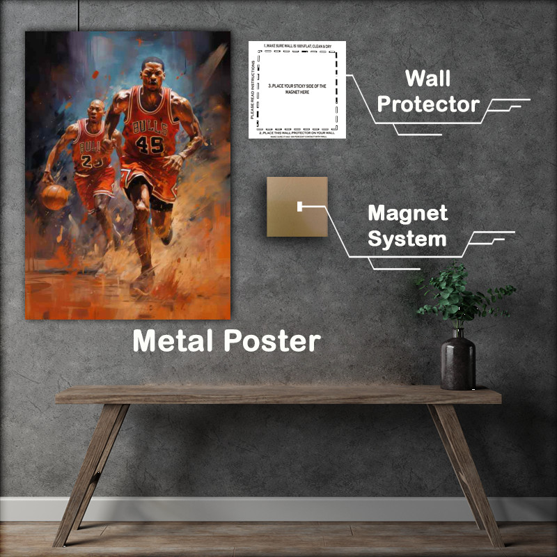 Buy Metal Poster : (Chicago bulls player in motion basketball)