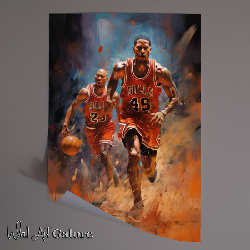 Buy Unframed Poster : (Chicago bulls player in motion basketball)