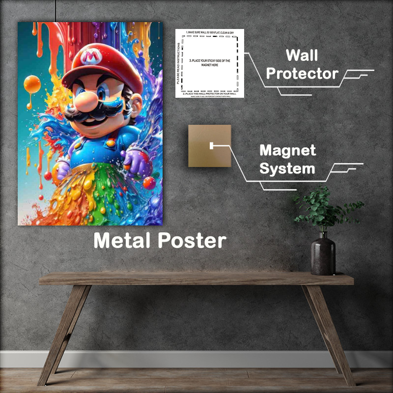 Buy Metal Poster : (Mario exploding with colours)