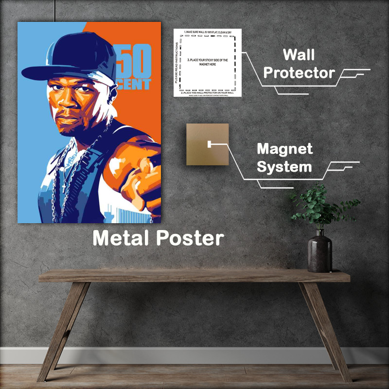 Buy Metal Poster : (Fiddy Cent with baseball cap)