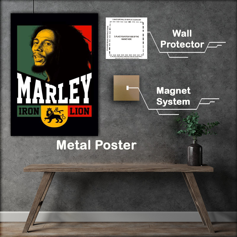 Buy Metal Poster : (Iron LIon Rasta Bob Marley Music)