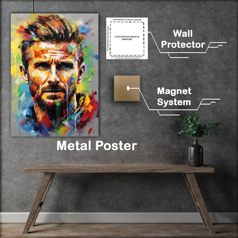 Buy Metal Poster : (David Beckham Footballer in the style of splash art)
