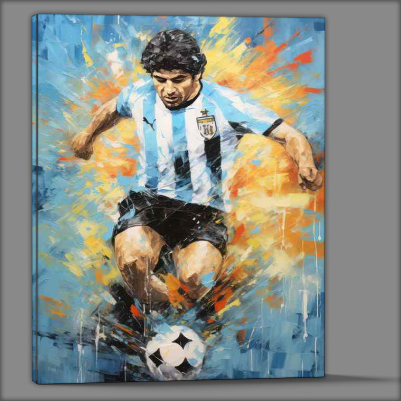 Buy Canvas : (Diego Maradona Footballer with ball painted style)