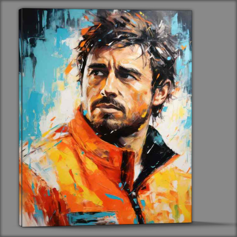 Buy Canvas : (Fernando Alonso Formula one racing driver portrait)