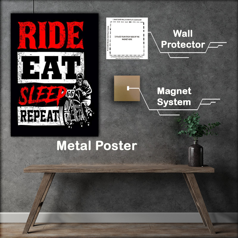Buy Metal Poster : (Ride Eat Repeat Sleep)