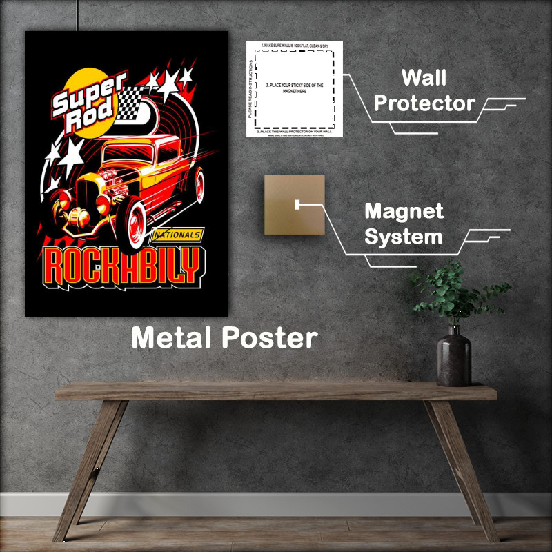 Buy Metal Poster : (Rockabilly Super Hot Rod)
