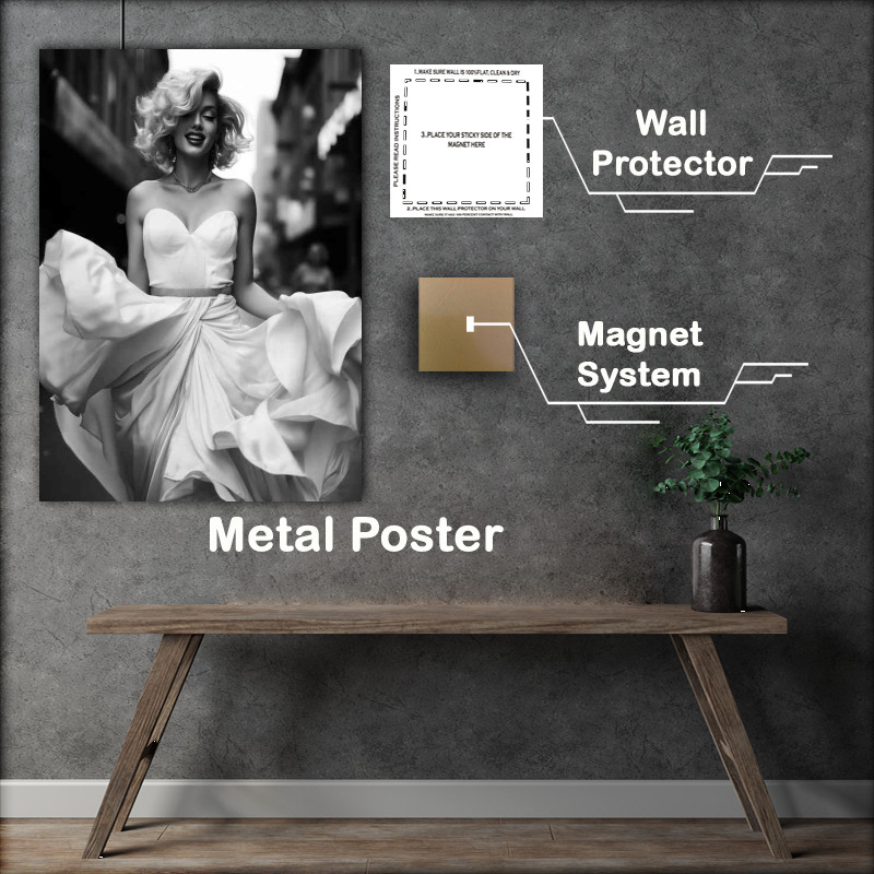 Buy Metal Poster : (A black and white photograph of marilyn monroe)