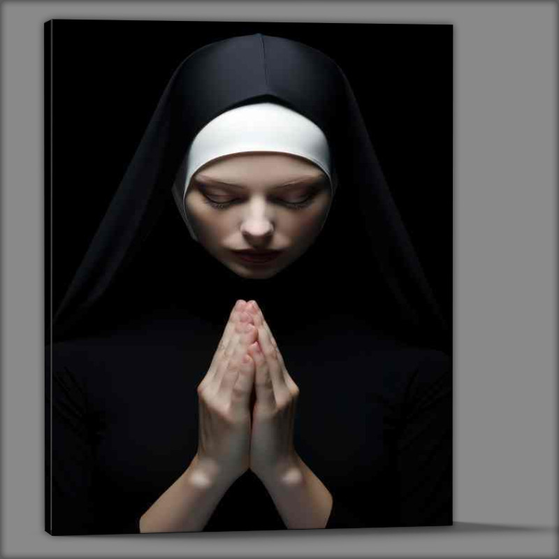 Buy Canvas : (A woman in a nuns habit is praying)