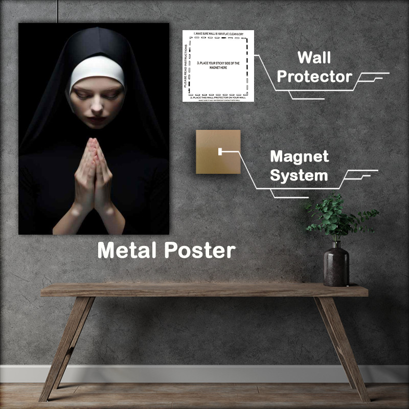 Buy Metal Poster : (A woman in a nuns habit is praying)