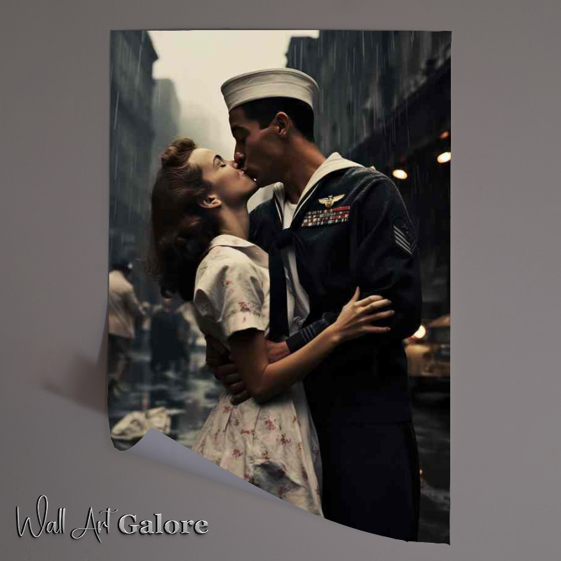 Buy Unframed Poster : (A woman kisses a man on the streets)