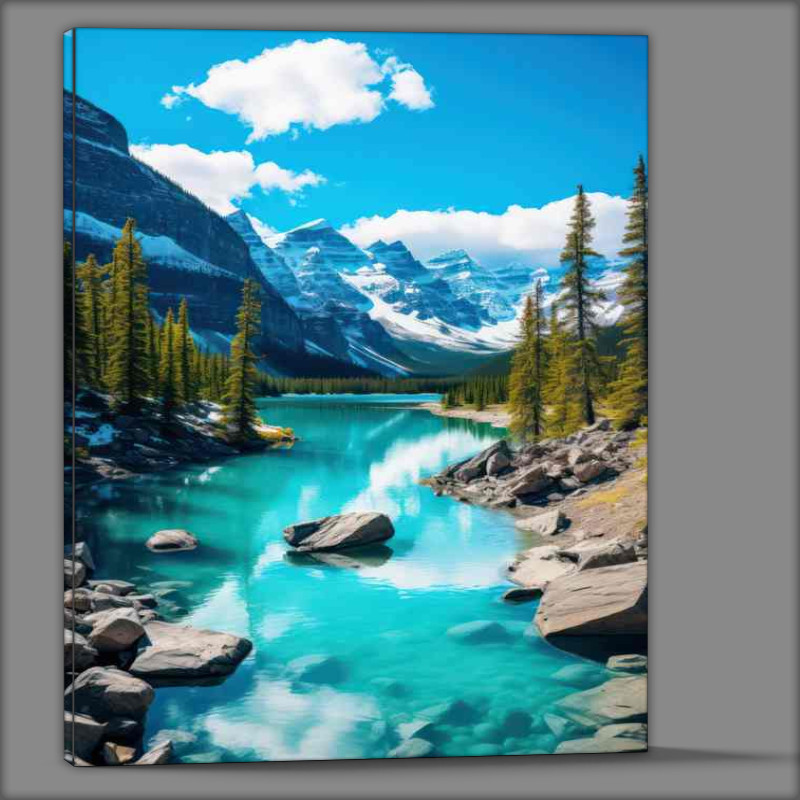 Buy Canvas : (Banff national park canada rich blue sky)