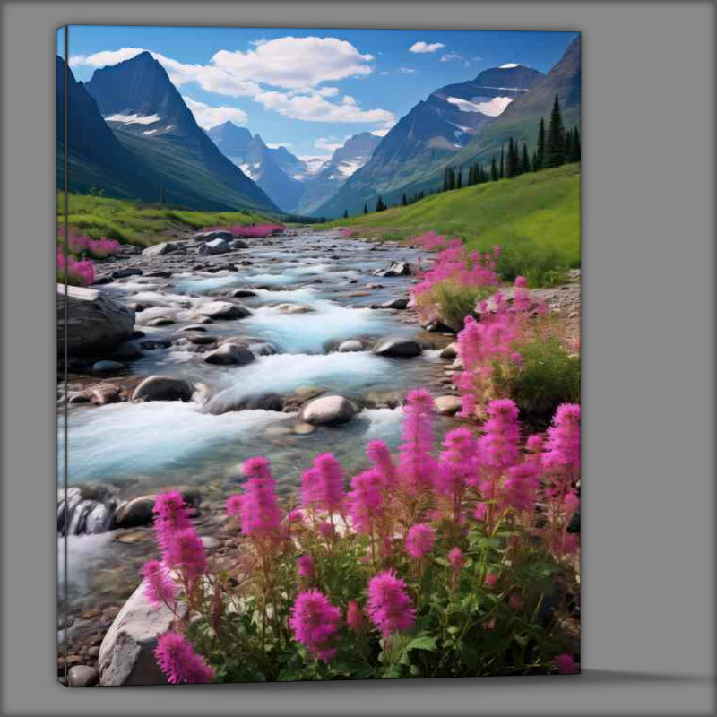 Buy Canvas : (Purple flowers near glacier National Park in montana)