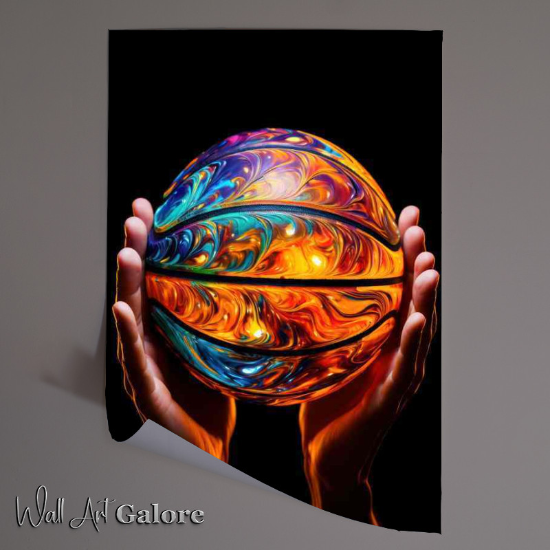 Buy Unframed Poster : (Holding a basketball on a black background)
