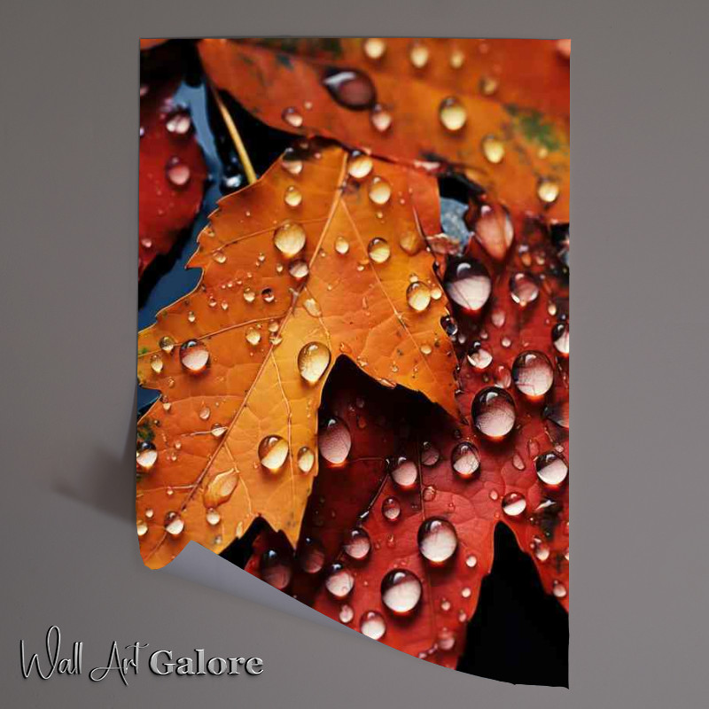 Buy Unframed Poster : (Rain Drops on the autumn leaves)