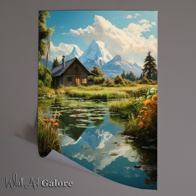 Buy : (Reflections in Outdoor Pond Poster)