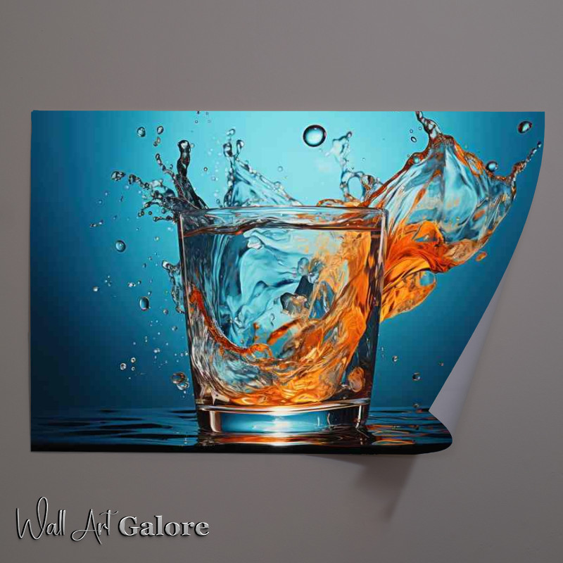 Buy Unframed Poster : (A Glass Of Water Slpash Art Style)