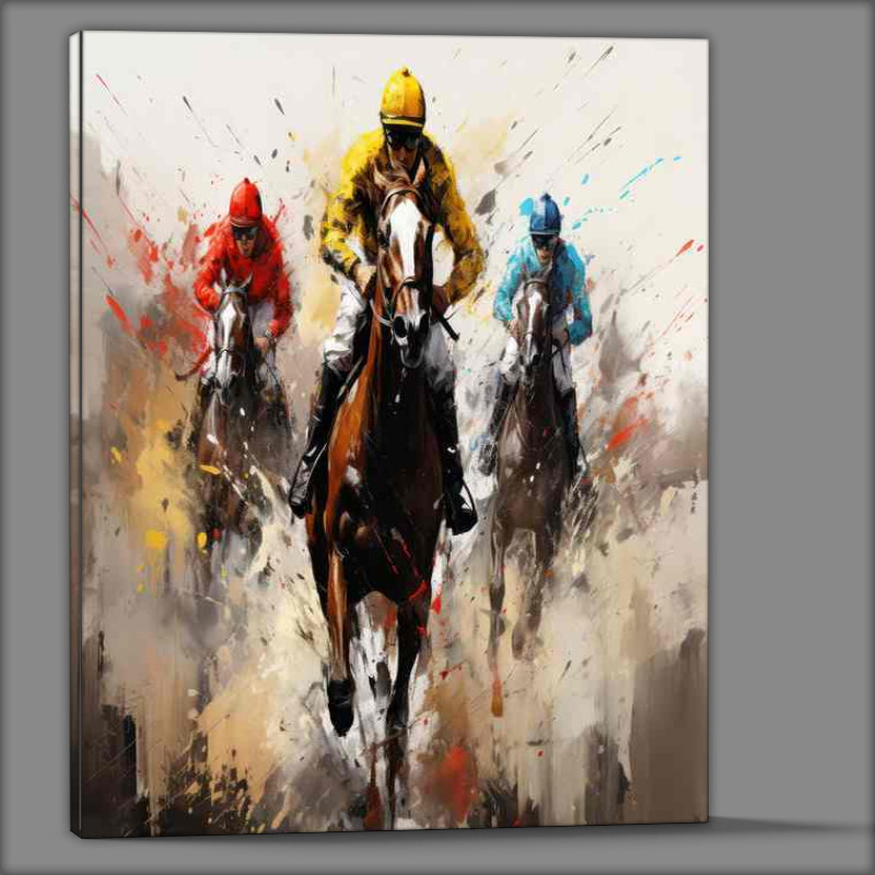 Buy Canvas : (Horses runnung across the finish line)