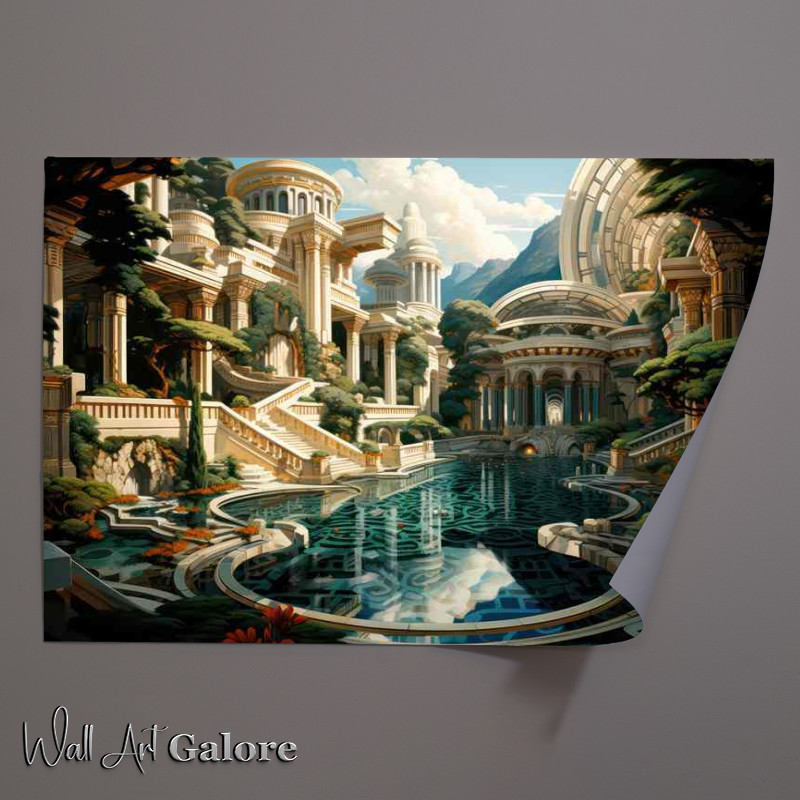 Buy Unframed Poster : (An Engraving Of A Old Temple Garden)